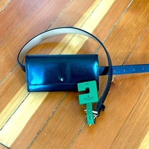 NWT Kate Spade black leather belt bag. Size s/m.